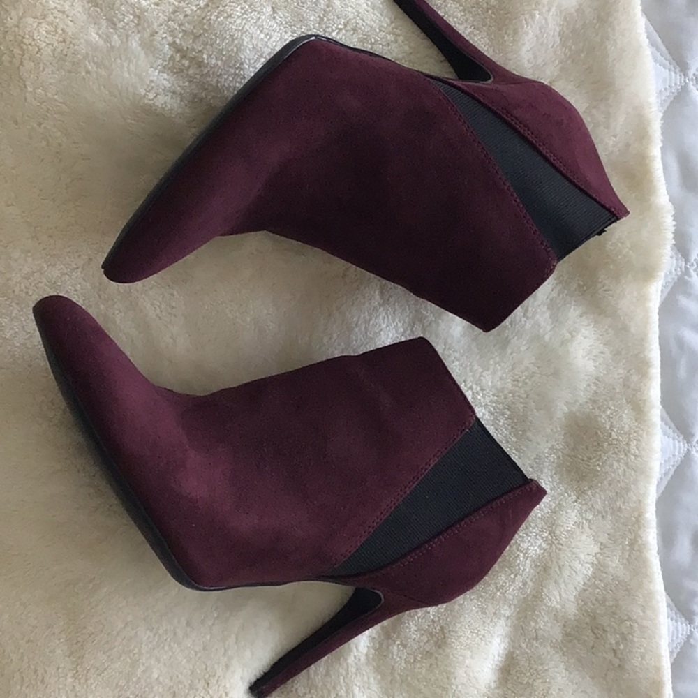 H&M Wine Red Pointed Toe Stiletto Ankle Booties